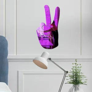 Acrylic peace sign wall sticker purple mirror finish modern home decor bedroom art