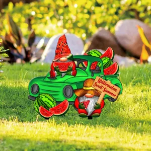 Paletto da giardino in acrilico gnomo estivo decorazione prato camion anguria cartello