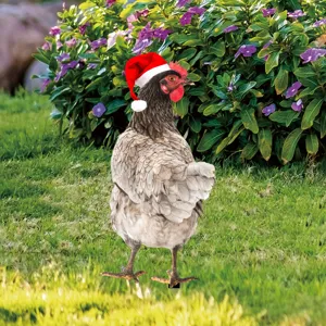 Acrylic Christmas chicken yard art stake for outdoor garden decoration and lawn landscape.