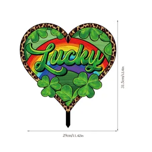St. Patrick's Day Acryl Tuinpaal Klaver Regenboog Buiten Decoratie Garden Stakes