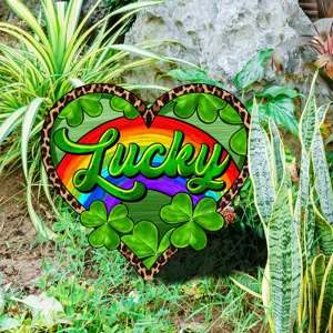 Standaard acryl tuinbord St Patrick hart klaver regenboog buiten decoratieve paal