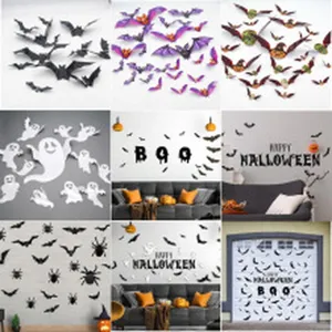 Halloween chauve-souris fantôme araignée autocollants muraux décoration de fête set
