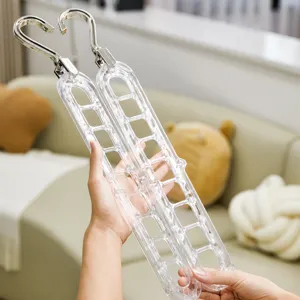 Clear 9-hole magic clothes hanger space saving foldable wardrobe organizer rack for home use.