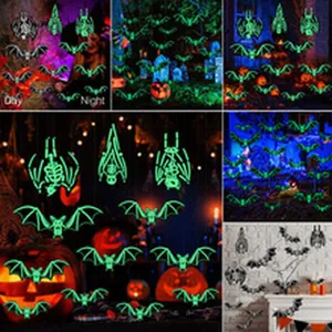Set de piquets de jardin en acrylique chauve-souris lumineuse pour déco Halloween.