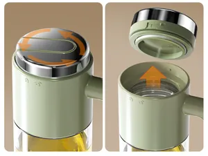 Edelstahl Glas Oelgefaess fuer Kueche und Kochen, praktische 500ml Oelspender Flasche.