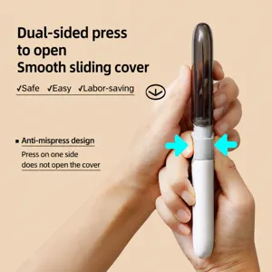 Portable folding fruit knife peeler, mini pocket utility knife with dual push cap.