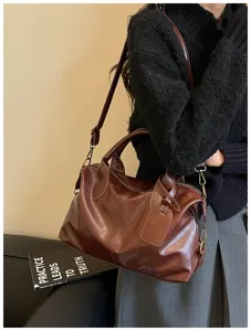 Vrouwen vintage PU leer schoudertas grote capaciteit retro kussen handtas dagelijks
