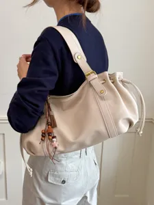 Borsa a tracolla da donna in pelle morbida con coulisse stile coreano, casual.