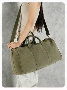 Large capacity canvas travel duffel bag vintage Boston handbag for gym sports and short trips.