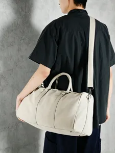 Large capacity canvas travel duffel bag for men and women, vintage boston shoulder bag.
