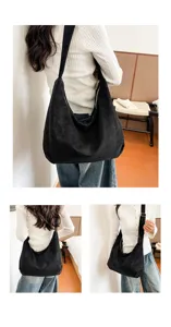 Klassische Wildleder Hobo Umhängetasche für Damen, einfarbiger Shopper und Schultertasche.