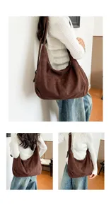 Vintage braune Wildleder Tote Tasche für Damen, weiche lässige Schultertasche mit Reißverschluss.