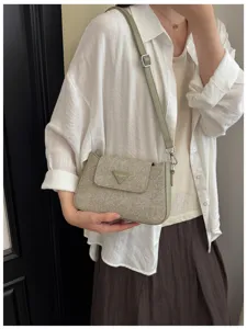 Chic retro woven γυναικεία τσάντα ώμου χιαστί, κομψή τσάντα καθημερινής χρήσης πράσινη.