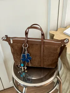 Women Suede Dumpling Bag Solid Color Commuter Shoulder Bag Korean Style Large Capacity Crossbody Tote Bag