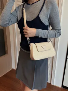 Μπεζ Υφαντή Τσάντα Ώμου Κομψή Casual Τσάντα Χιαστί Κλασικό Vintage Στυλ για Γυναίκες