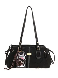 Borsa a spalla nera chic da donna con grande capacità, elegante borsa estiva per lavoro.