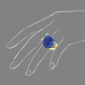 bague bonbon en pierre precieuse bleue plaquee or 18k bijoux style europeen vintage