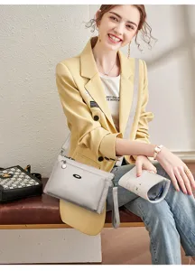 Casual PU leather shoulder bag featuring multi-layer design and stylish daily crossbody strap.