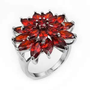 Trendy Koper Strass Bloem Ring Prachtige Meerkleurig Fonkelend Ingelegde Statement Vingerringen Voor Feest Vrouwen Sieraden Cadeau