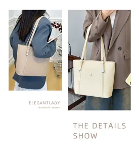 Κομψή γυναικεία τσάντα shopper από δέρμα PU, μεγάλη χωρητικότητα casual τσάντα ώμου.