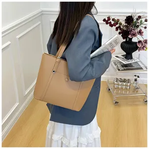 Λεπτομερής όψη μεγάλη τσάντα shopper από PU δέρμα, casual τσάντα ώμου για γυναίκες.