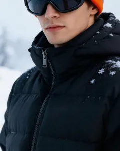 Herren Winter Thermo Kapuzenjacke und Skiausrüstung, winddichte und warme Outdoor Bekleidung.