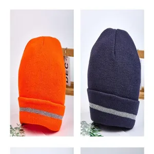 Reflektierende Strickmütze für Herbst und Winter Outdoor Nachtfahren, warme Wollmütze.