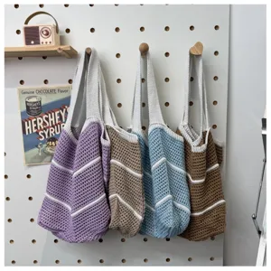 Handgemachte Häkelstrick Schulter Tote Tasche lässiges Design für den Alltag