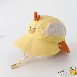 Kids cute chick mesh sun hat summer breathable toddler outdoor bucket hat yellow infant cap
