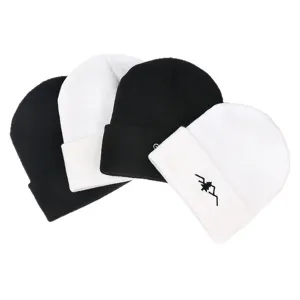 Winter solid color knitted beanie hat for men and women, warm outdoor mountain style cap.