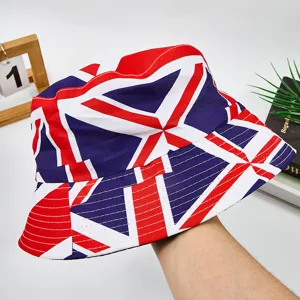 Britse vlag bucket hat voor heren en dames, stijlvolle zonnehoed voor buiten en reizen.