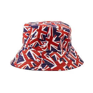 Klassieke vissershoed met Britse vlag print, stijlvolle omkeerbare zonnehoed voor dagelijks.