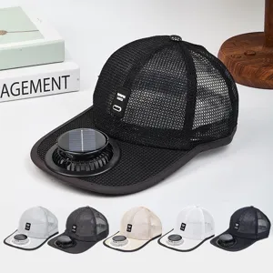 Unisex Solar Powered Fan Baseball Cap Breathable Mesh Sun Protection Summer Cooling Adjustable Duckbill Hat