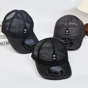 Solar fan baseball cap breathable sun hat mesh summer cooling UV protection men women