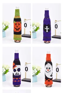 Halloween gestrickte Weinflaschenhülle festliche Champagnerflasche Dekoration Sets.