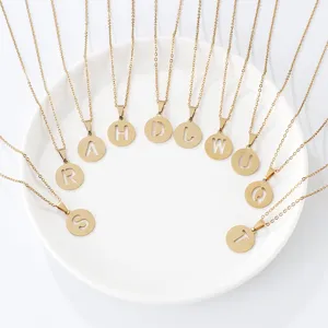 Goldener Edelstahl Alphabet Buchstabe Anhänger Halskette filigrane Kette Schmuck