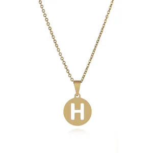 Goldene Edelstahl Halskette mit hohlem Buchstaben H Anhänger modischer Schmuck