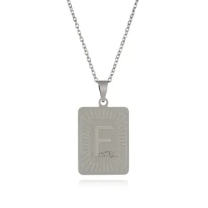 Collana con Pendente a Lettera dell'Alfabeto in Acciaio Inossidabile Ciondolo Rettangolare Inciso con Iniziale A-Z Strass Hip Hop Gioielli Unisex