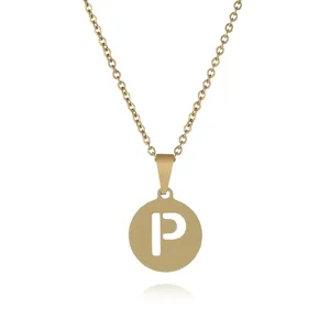 Goldene Initialen Buchstaben P Anhänger Halskette mit edler Edelstahl Kette für Damen.