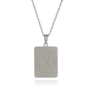 Collana con ciondolo lettera X in acciaio inossidabile con catena delicata per uomo e donna.