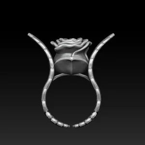Anello con rosa in argento e design ad ali, gioiello moda unico per donne fidanzamento.