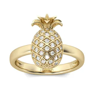 Dolce Anello Aperto in Lega con Strass Ananas per Donna Anello da Dito Personalizzato a Forma di Frutta Gioielli Creativi da Festa Regalo