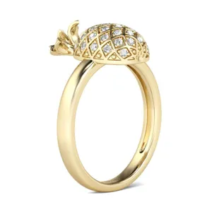 Squisito anello in oro con diamante ananas stile dolce gioielli moda dettaglio donna