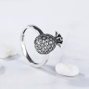 Ananas anello dolce in argento S925 zircone brillante moda gioiello da dito minimal donna