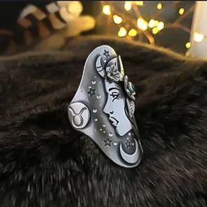 Anello vintage argento dea stella segno celeste donna moda gioiello accessorio