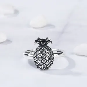 Ananas anello in argento cristallo design dettagliato zircone lucido moda gioielli
