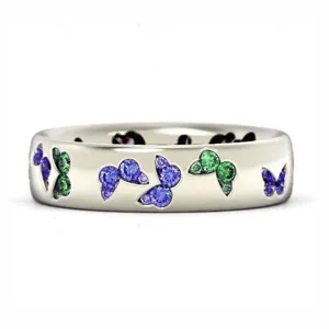 Mode Legierung Schmetterling Ring Micro Eingelegt Gemischte Farbe Strass Offen Einstellbar Fingerring Für Damen Exquisite Schmuck Geschenk