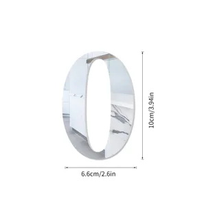 Acryl spiegel nummer 0 muursticker DIY reflecterende huisdecoratie decal 10x6,6 cm