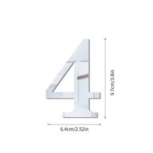 Acryl spiegel nummer 4 muursticker, reflecterende DIY huisdecoratie muursticker 9.7x6.4cm