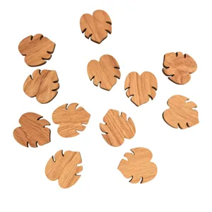 Wooden magnetic fridge stickers monstera leaf shaped home kitchen decoration cute wooden pieces set